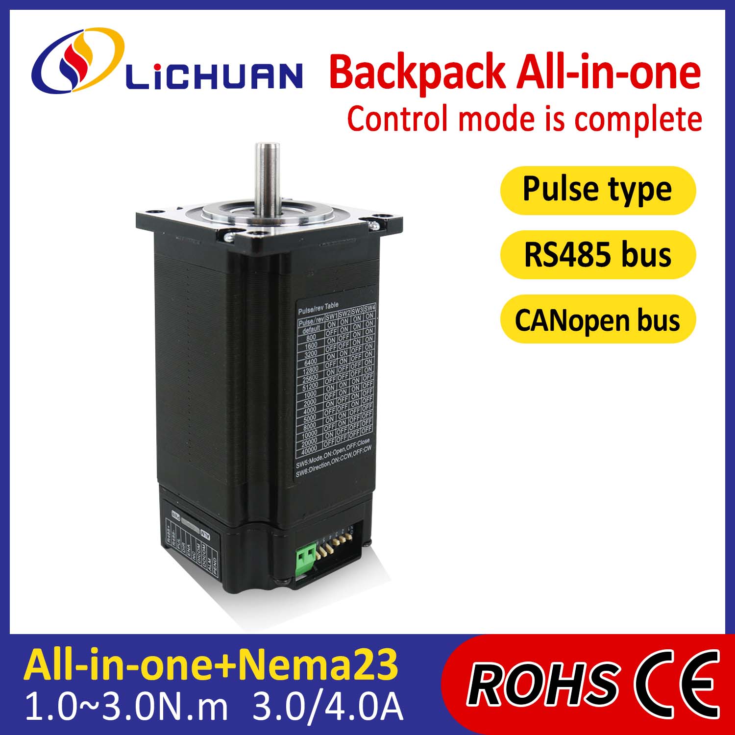 Nahrbtnik tip NEMA23 Odprta zanka zanka Integrirano stepper motor